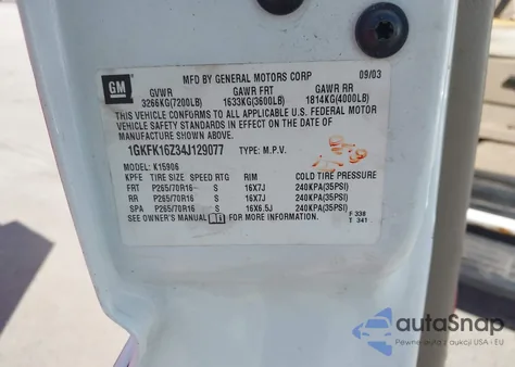 2004 GMC Yukon Xl 1500 Slt z USA, uszkodzony, nr VIN 1GKFK16Z34J129077